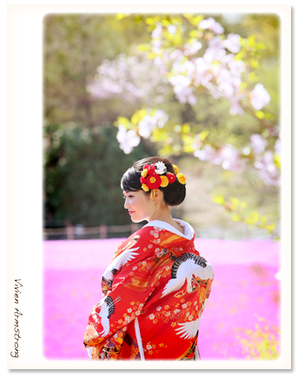 富士桜と芝桜と新婦さま