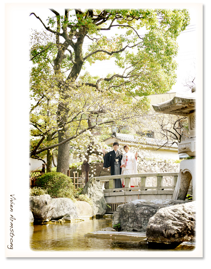 桜ウェディング 桜の季節に日本庭園で和装前撮りウェディング!