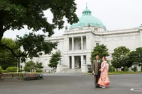 東京国立博物館表慶館ので和洋装のフォトウェディング