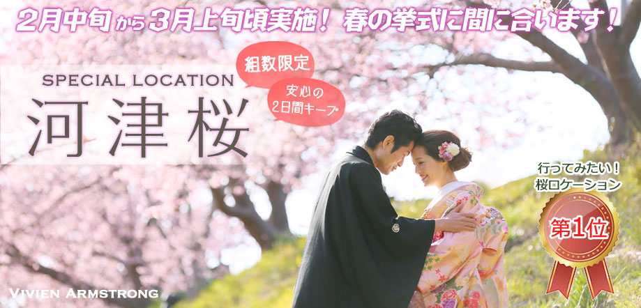 河津桜でフォトウェディング