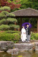 都内の日本庭園で白無垢での和装前撮り